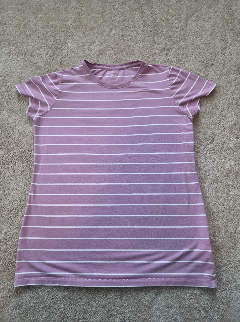 L.L. Bean Pink and White Striped Short Sleeve Tee